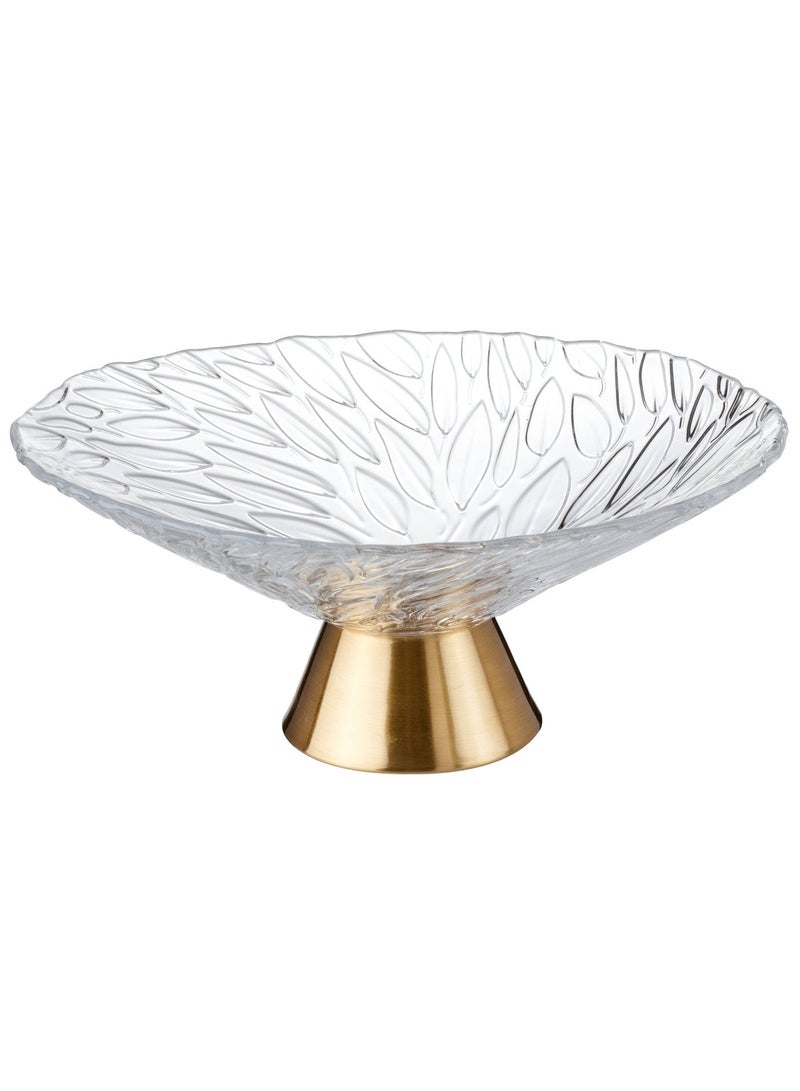Dania A glass serving dish with a base for nuts, fruits, and all other servings Clear/Gold 26 cm - Image 2